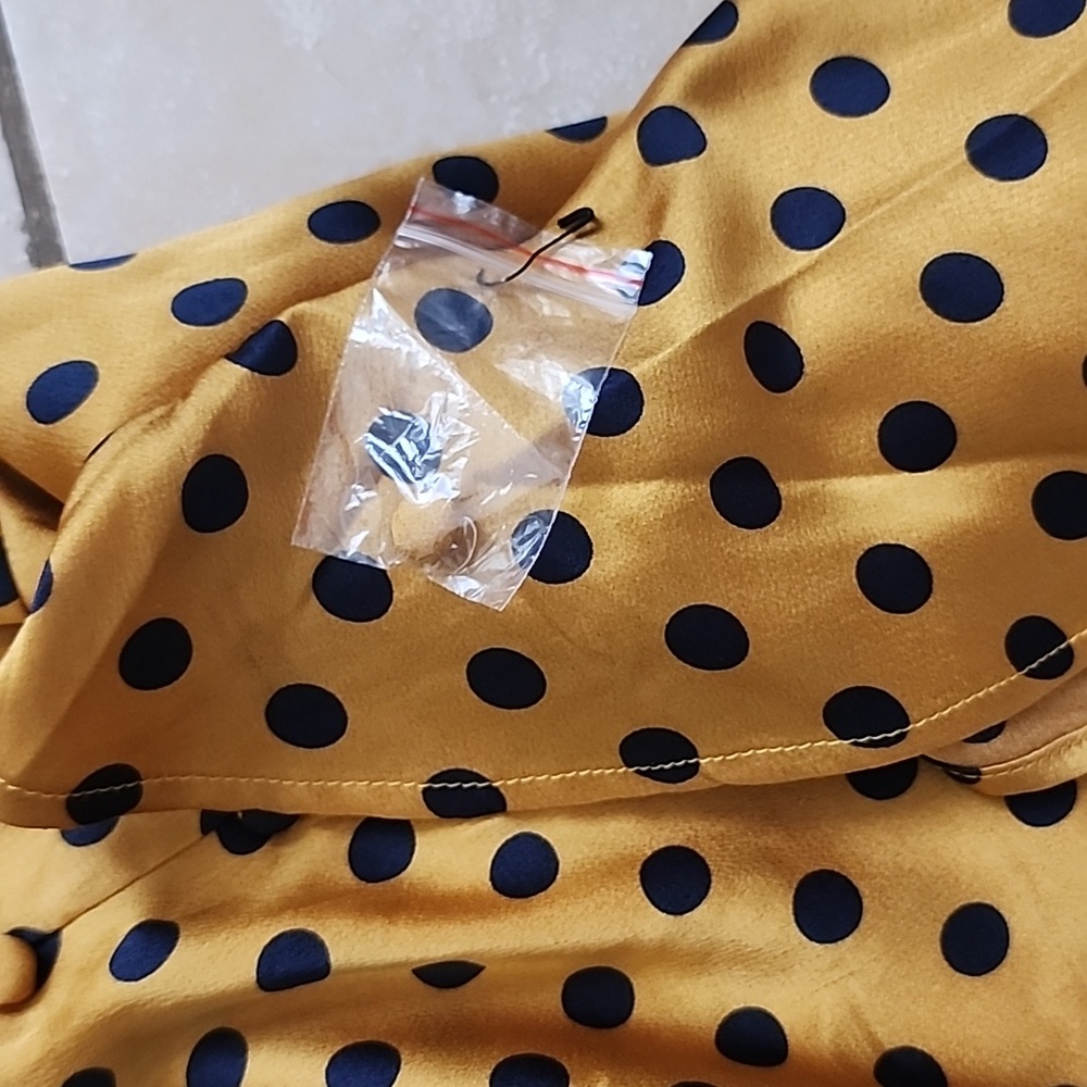 Unique Vintage Mustard Polka Dot Midi Dress Size 4. New No Tags - Picture 4 of 11